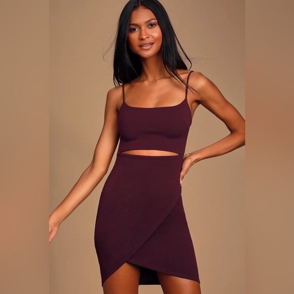 NWT Lulus Cutout on The Town Cutout Bodycon Dress in Plum Purple Size Small - Picture 3 of 12